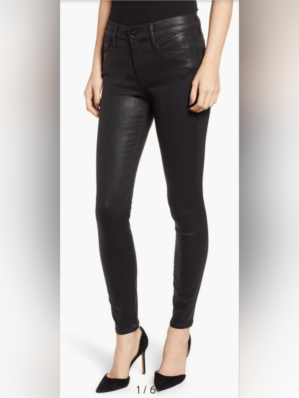 Frame Le Skinny de Jeanne Ankle Skinny Jeans Coated Noir